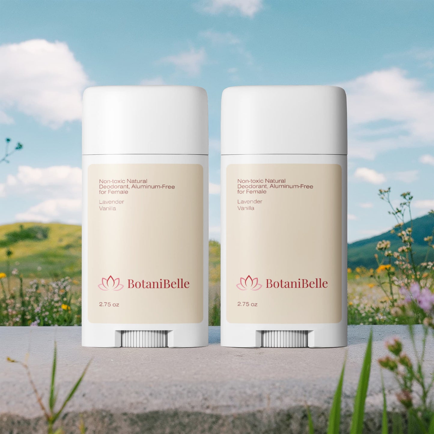 2 Pack Non-toxic Natural Deodorant, Aluminum-Free for Women