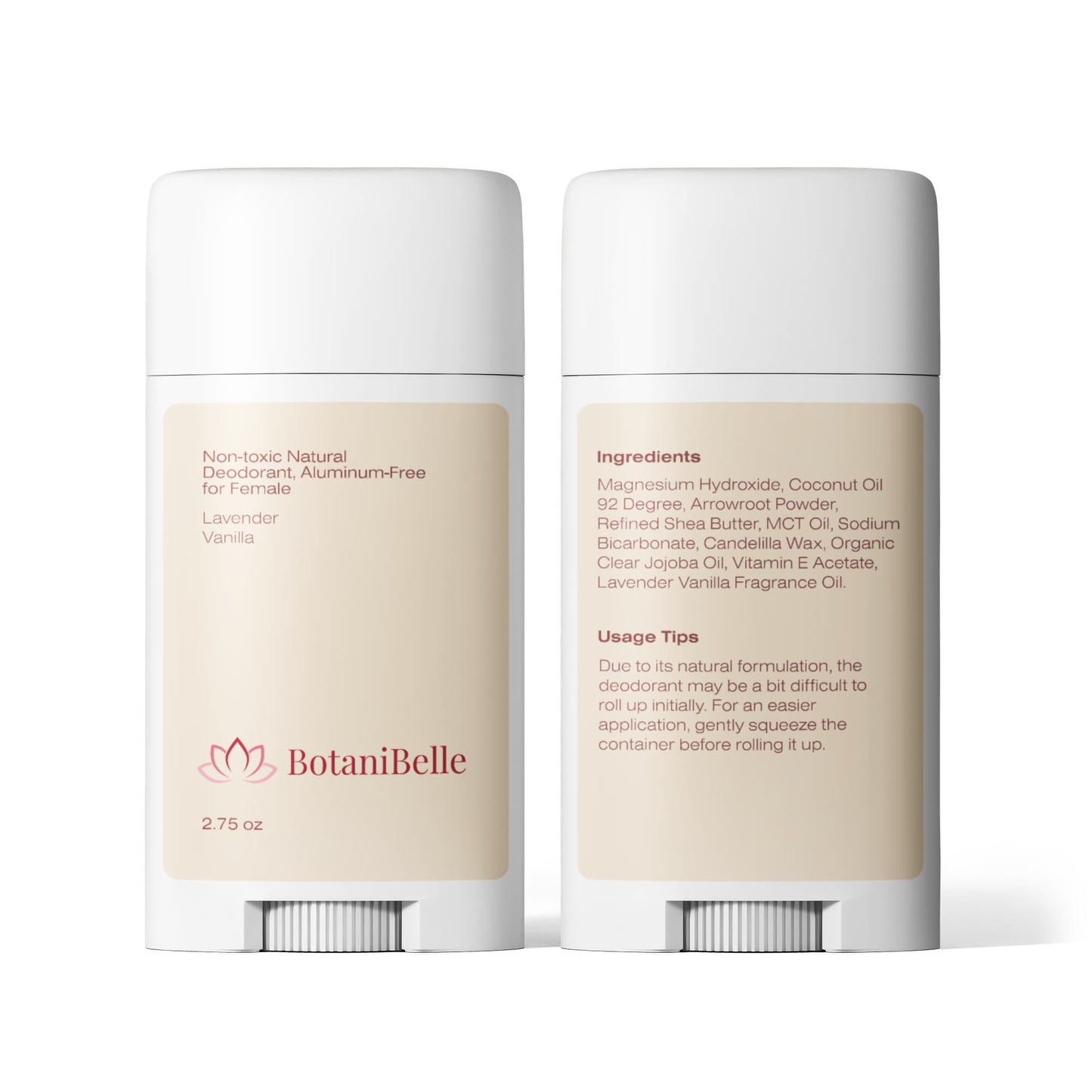 2 Pack Non-toxic Natural Deodorant, Aluminum-Free for Women